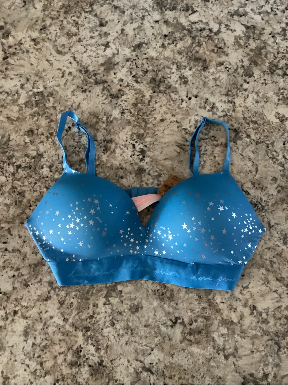 PINK Victoria's Secret Blue Star-Print Wireless Bra